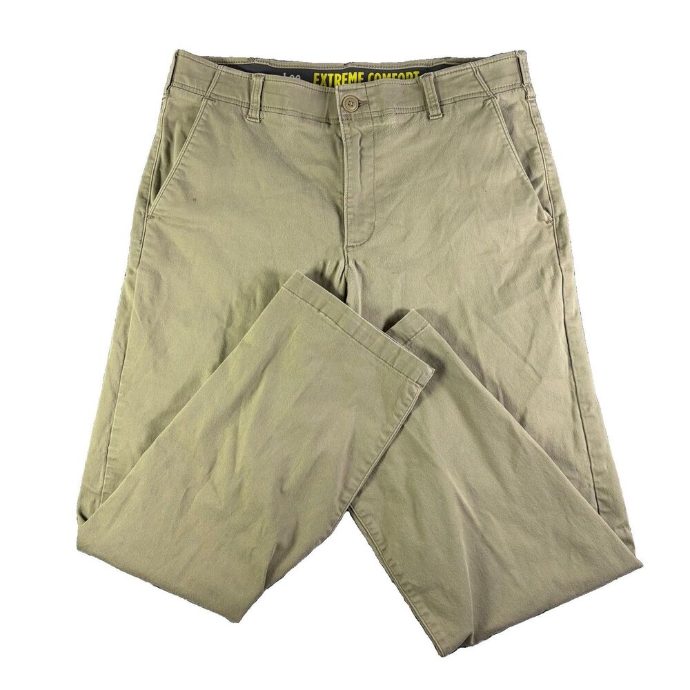 Lee Extreme Comfort Straight Fit Pants Mens 34x30 Beige Chino Stretch Preppy